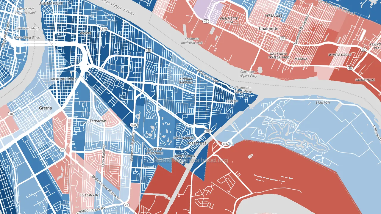 70131, LA block-group political-lean map
