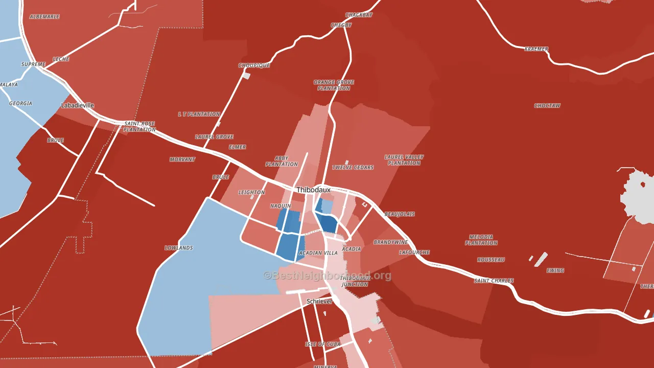 70301, LA block-group political-lean map