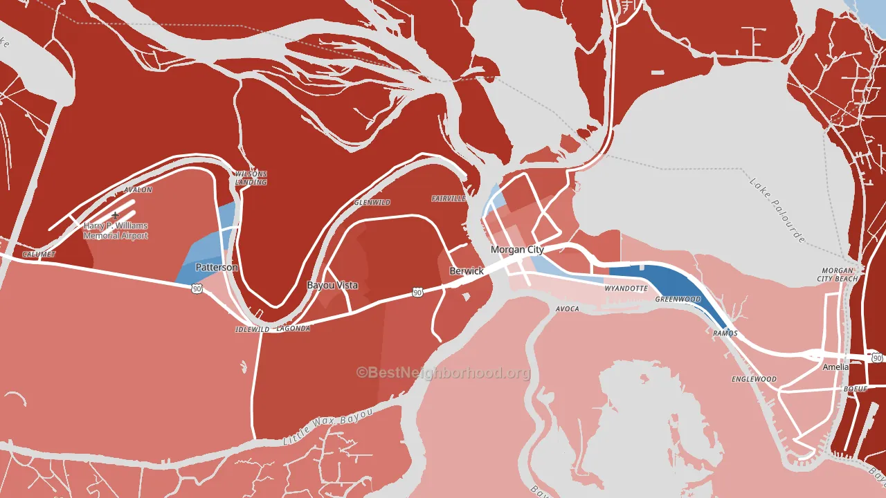 70342, LA block-group political-lean map