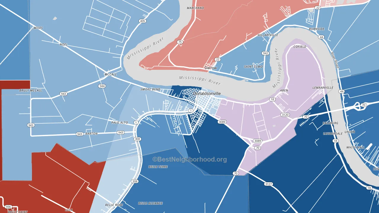 70346, LA block-group political-lean map