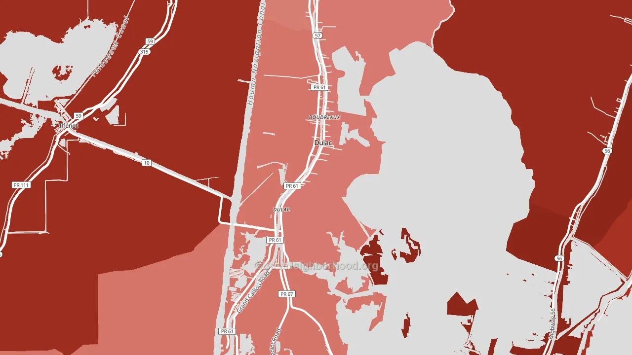 70353, LA block-group political-lean map