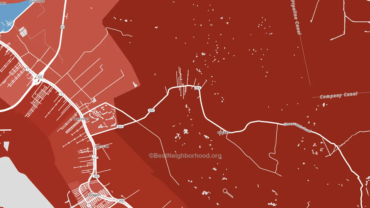70355, LA block-group political-lean map