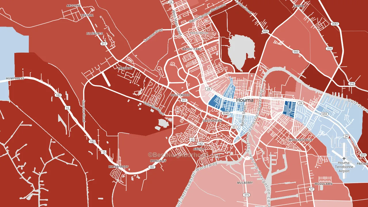 70360, LA block-group political-lean map