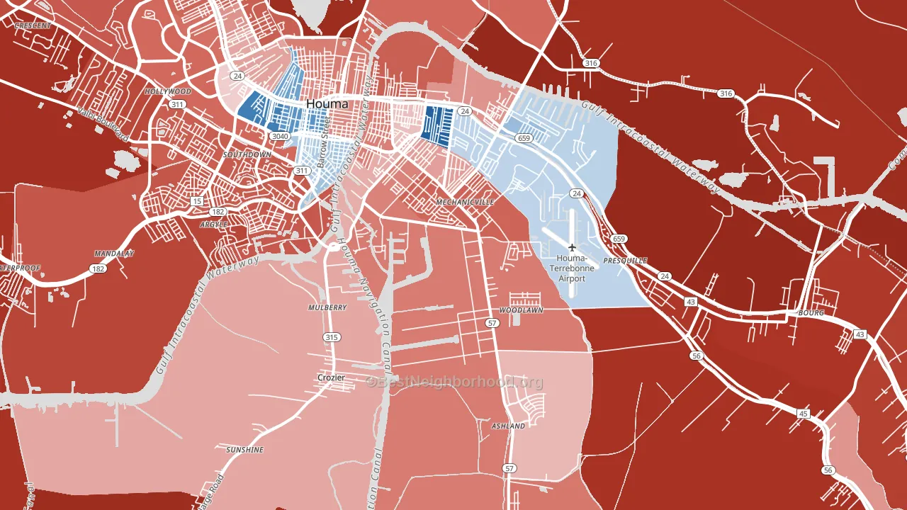 70363, LA block-group political-lean map
