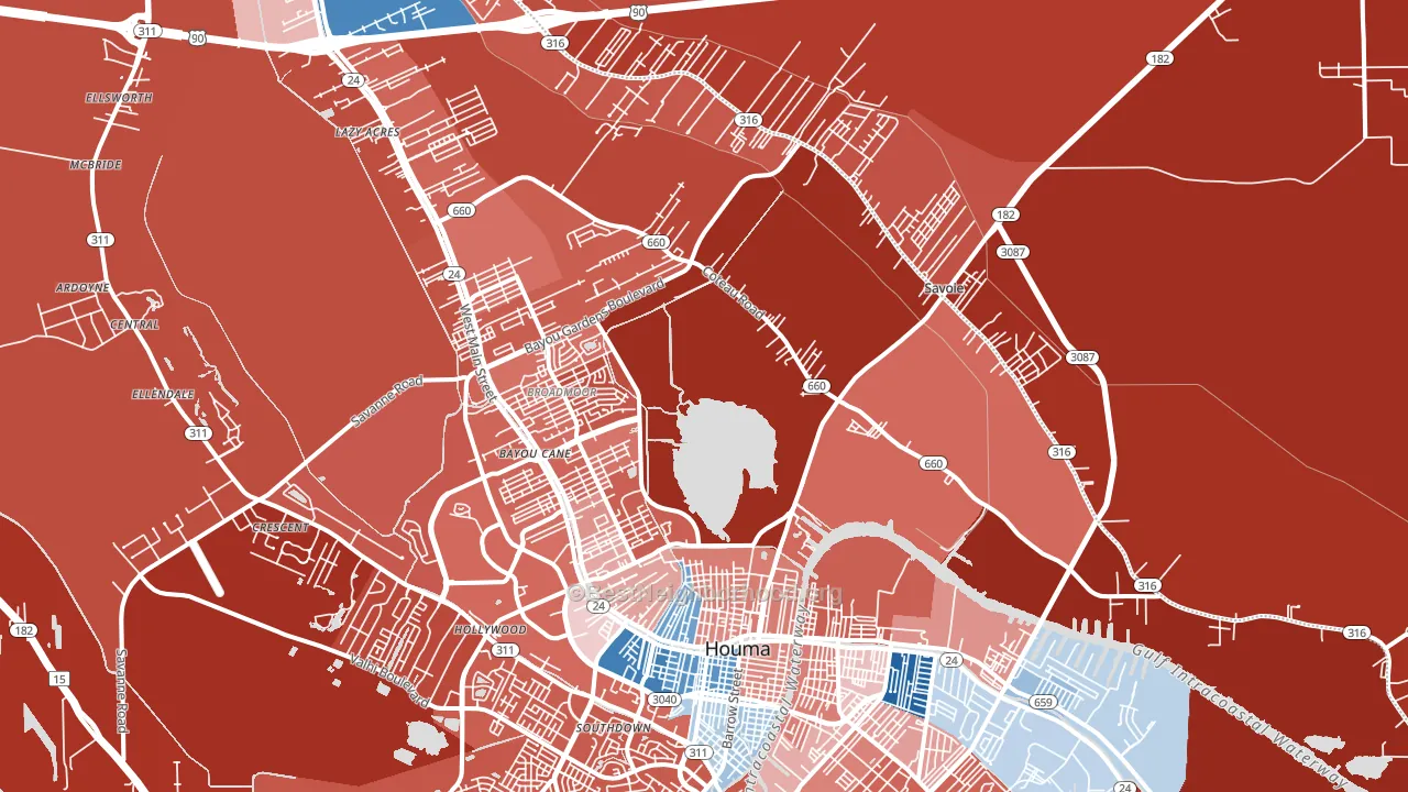 70364, LA block-group political-lean map