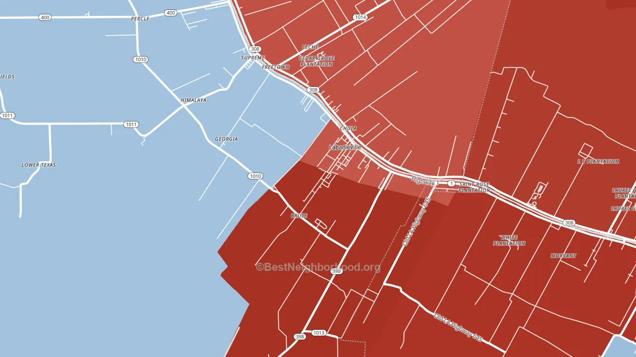 70372, LA block-group political-lean map