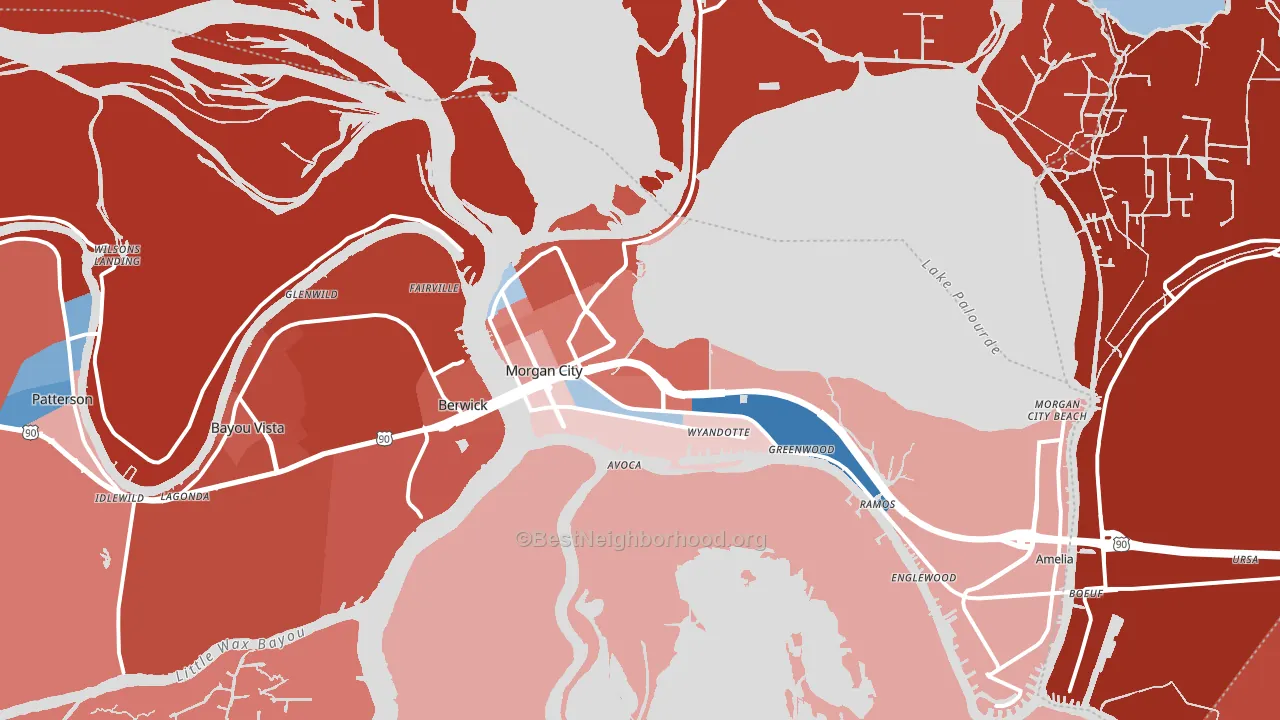 70380, LA block-group political-lean map