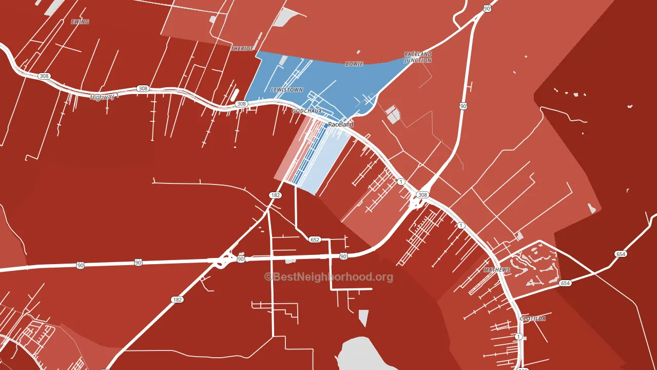 70394, LA block-group political-lean map
