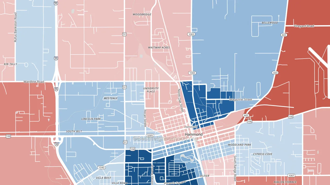 70402, LA block-group political-lean map