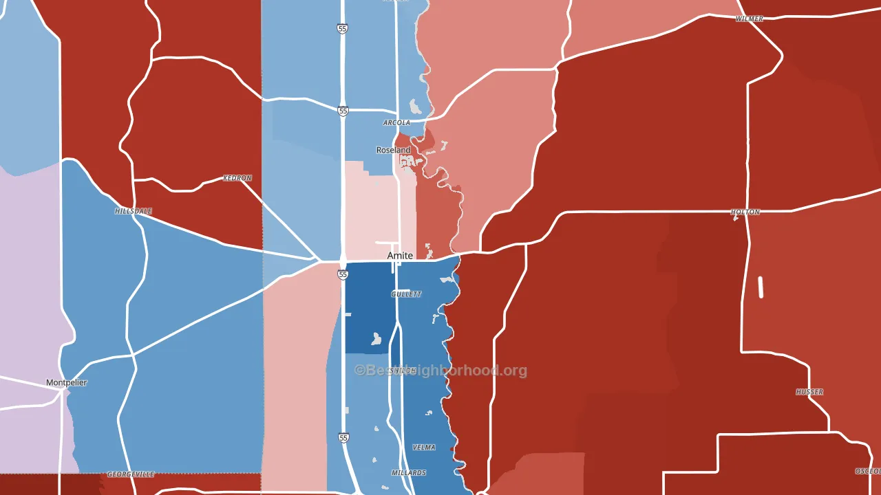 70422, LA block-group political-lean map
