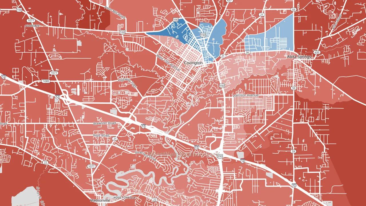 70433, LA block-group political-lean map