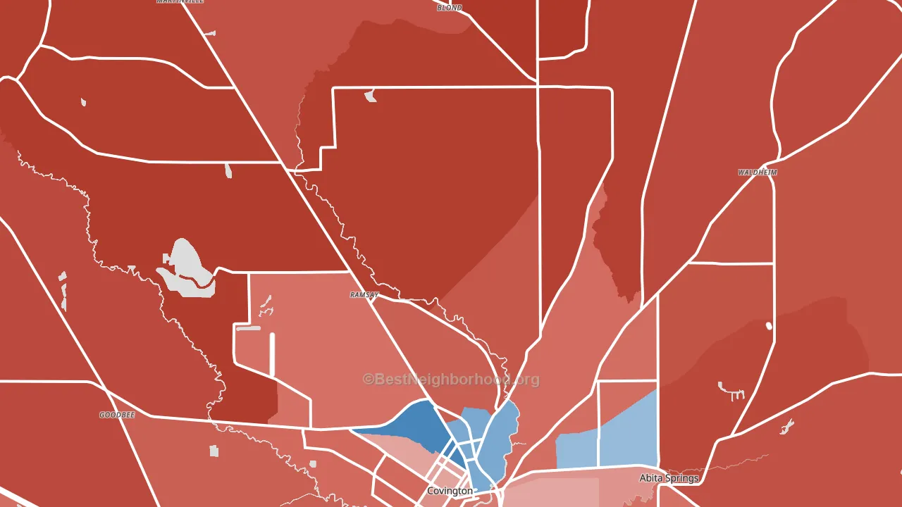 70435, LA block-group political-lean map