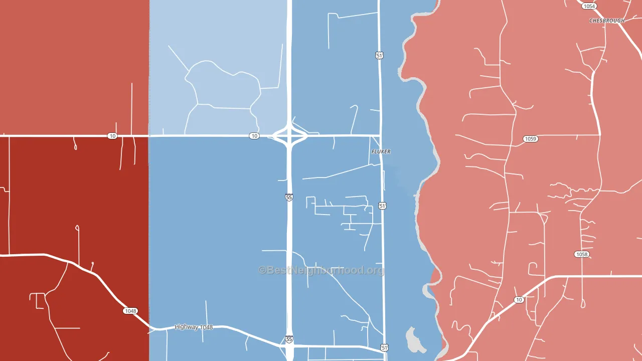 70436, LA block-group political-lean map