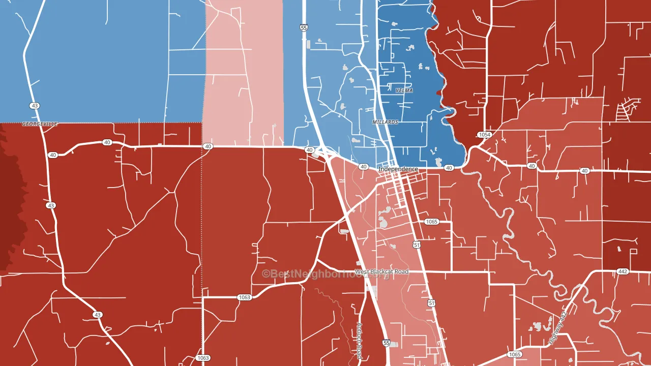 70443, LA block-group political-lean map