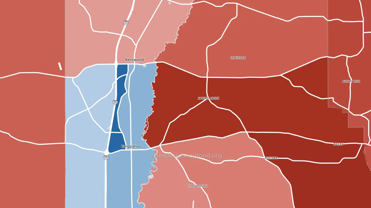 70444, LA block-group political-lean map
