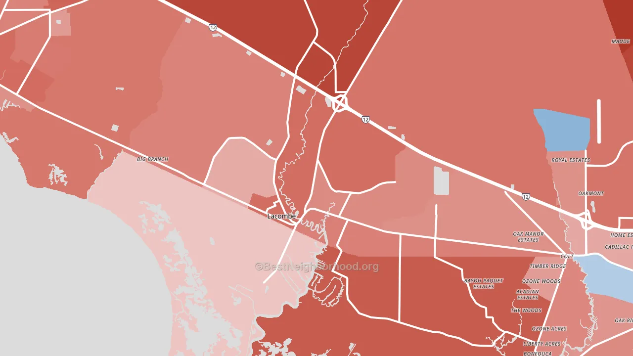 70445, LA block-group political-lean map