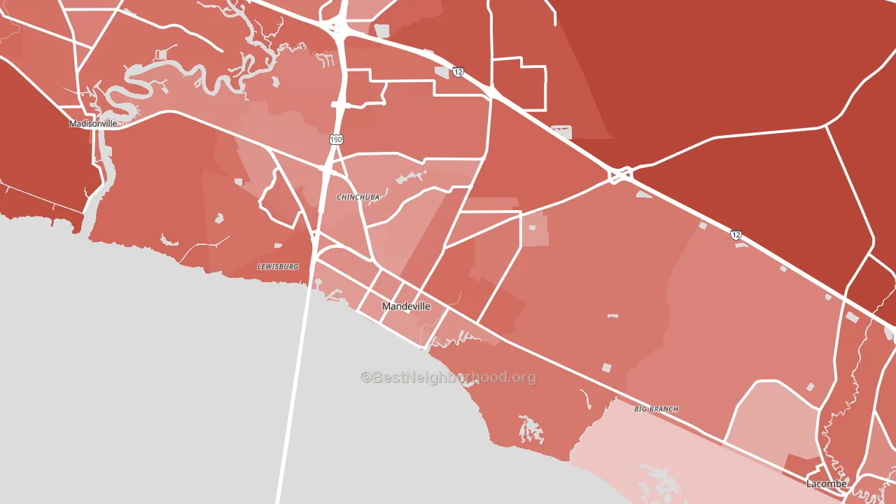 70448, LA block-group political-lean map