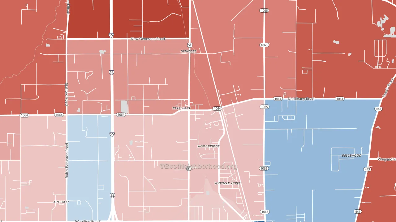 70451, LA block-group political-lean map