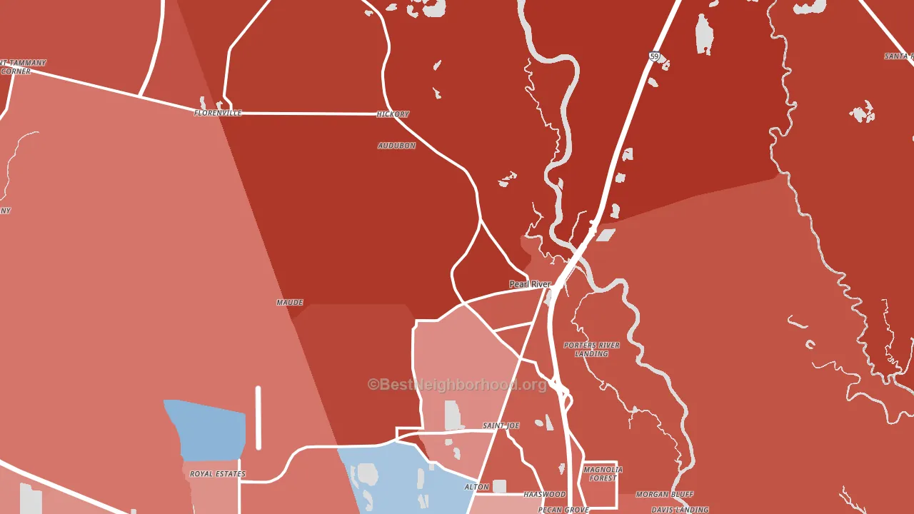 70452, LA block-group political-lean map