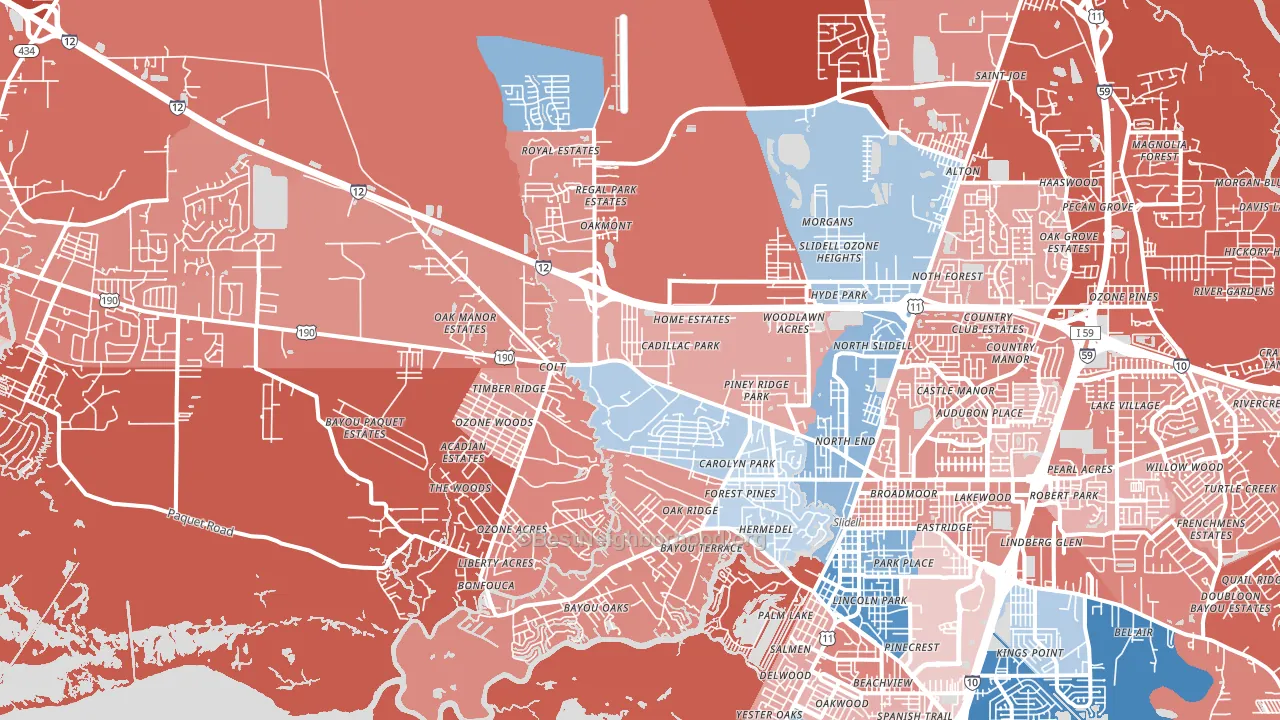 70460, LA block-group political-lean map