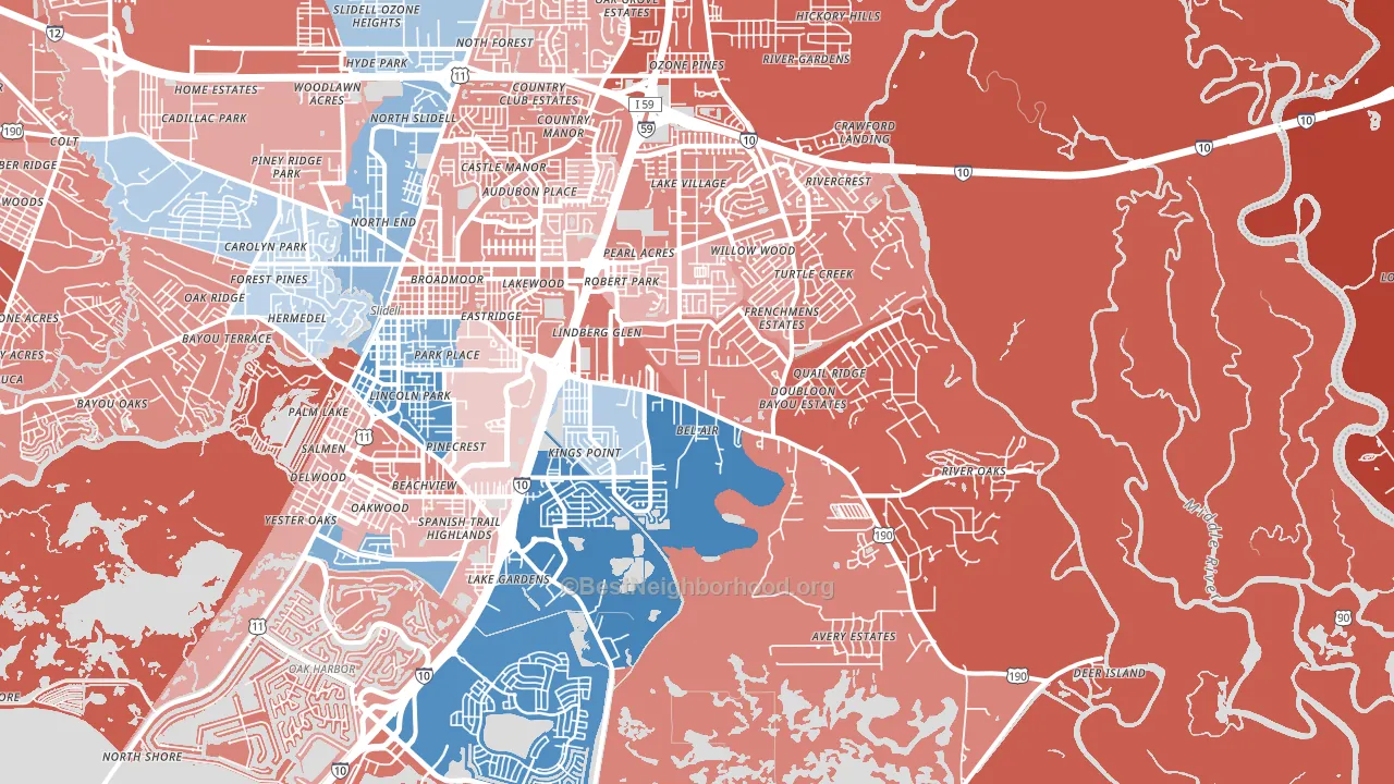 70461, LA block-group political-lean map