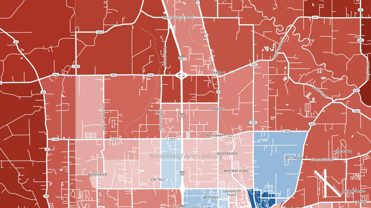 70466, LA block-group political-lean map