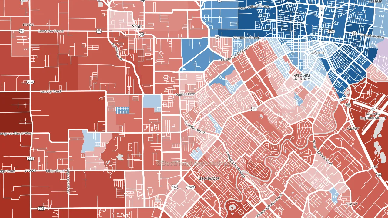 70506, LA block-group political-lean map