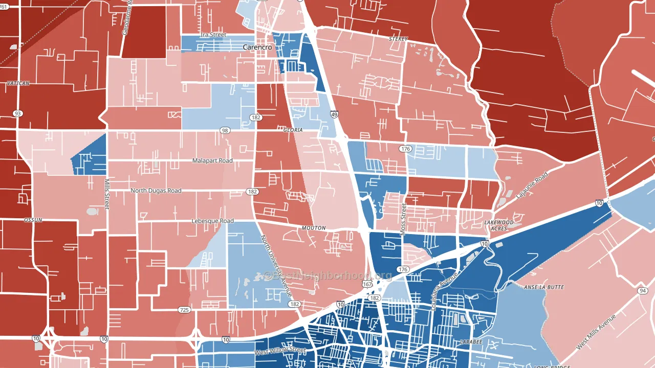 70507, LA block-group political-lean map