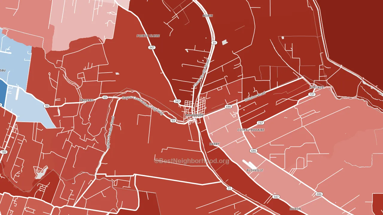 70512, LA block-group political-lean map