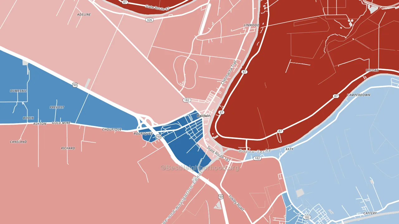 70514, LA block-group political-lean map