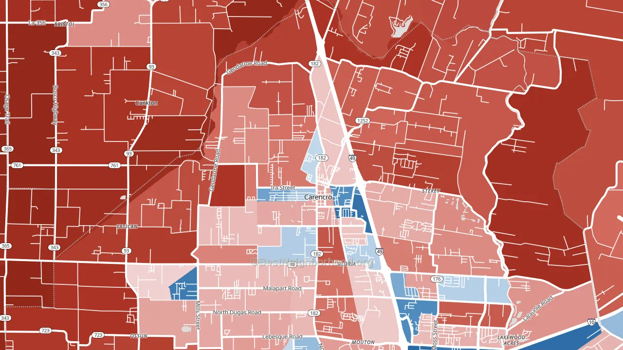 70520, LA block-group political-lean map
