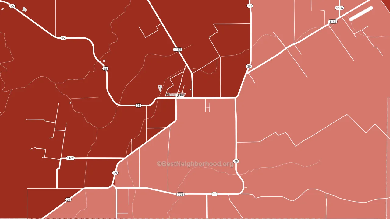 70524, LA block-group political-lean map