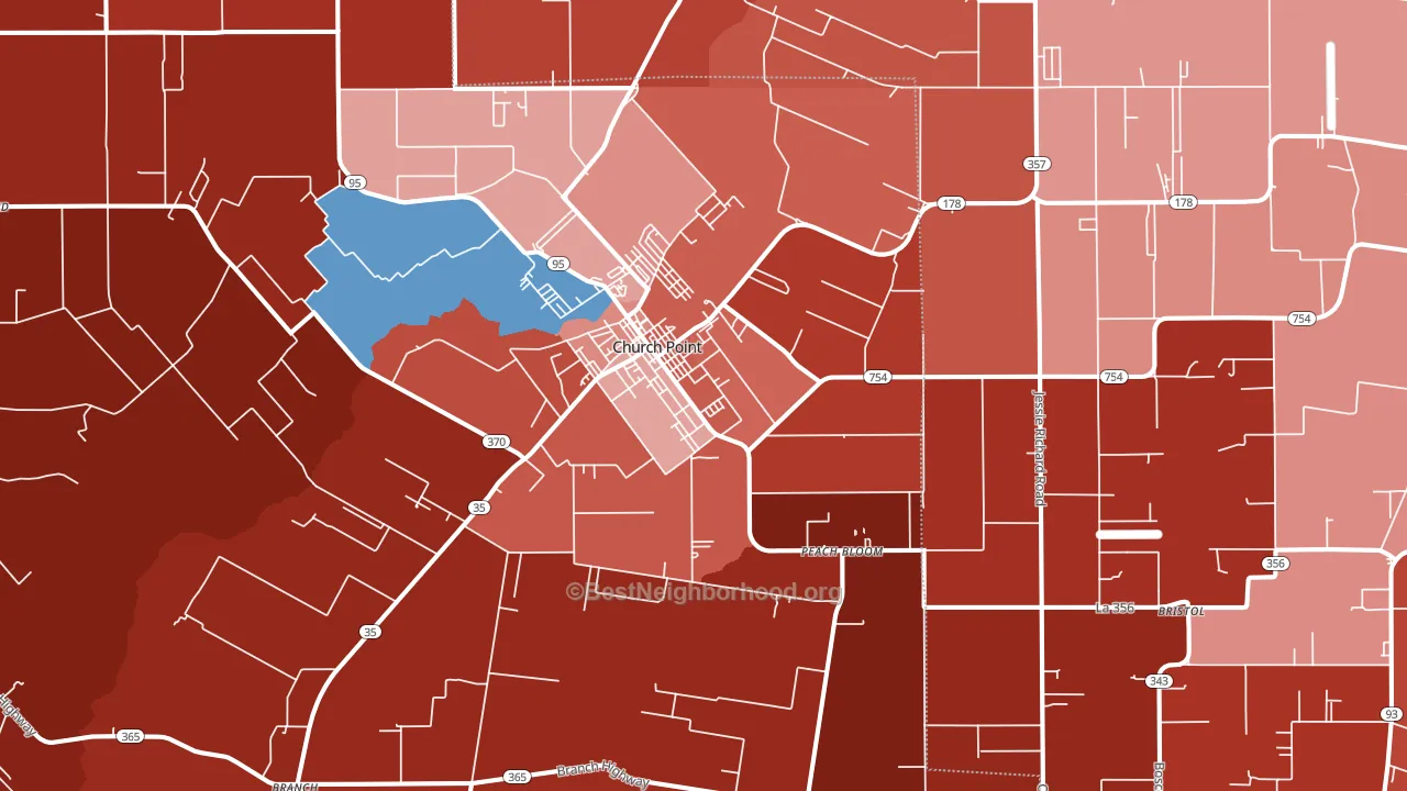70525, LA block-group political-lean map