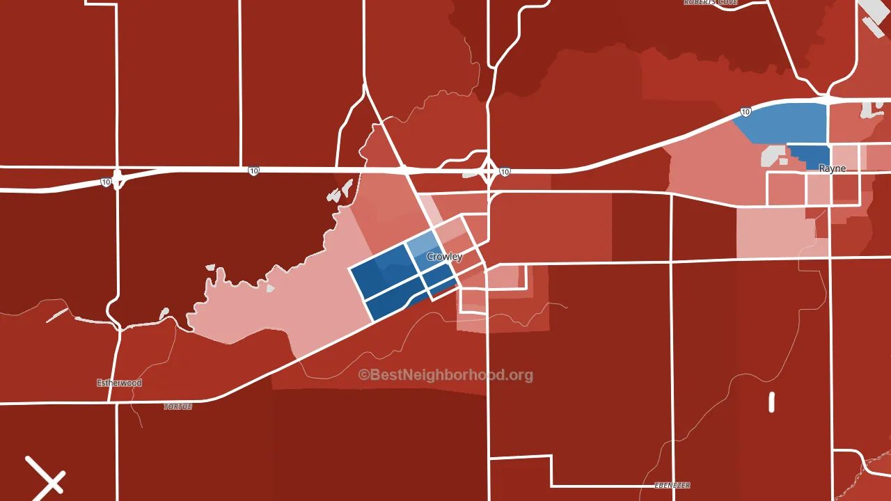 70526, LA block-group political-lean map