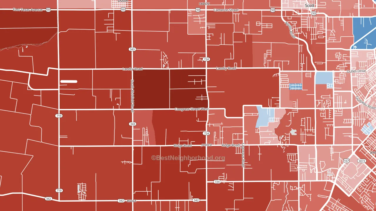 70529, LA block-group political-lean map