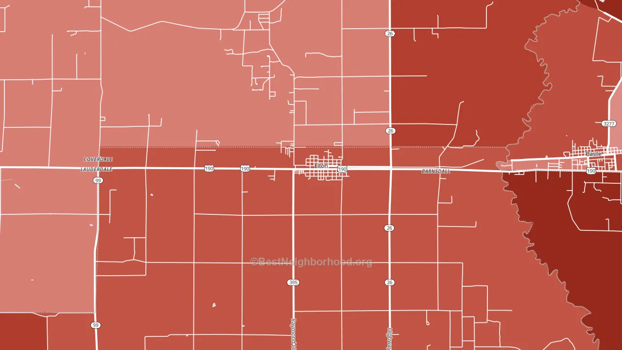 70532, LA block-group political-lean map