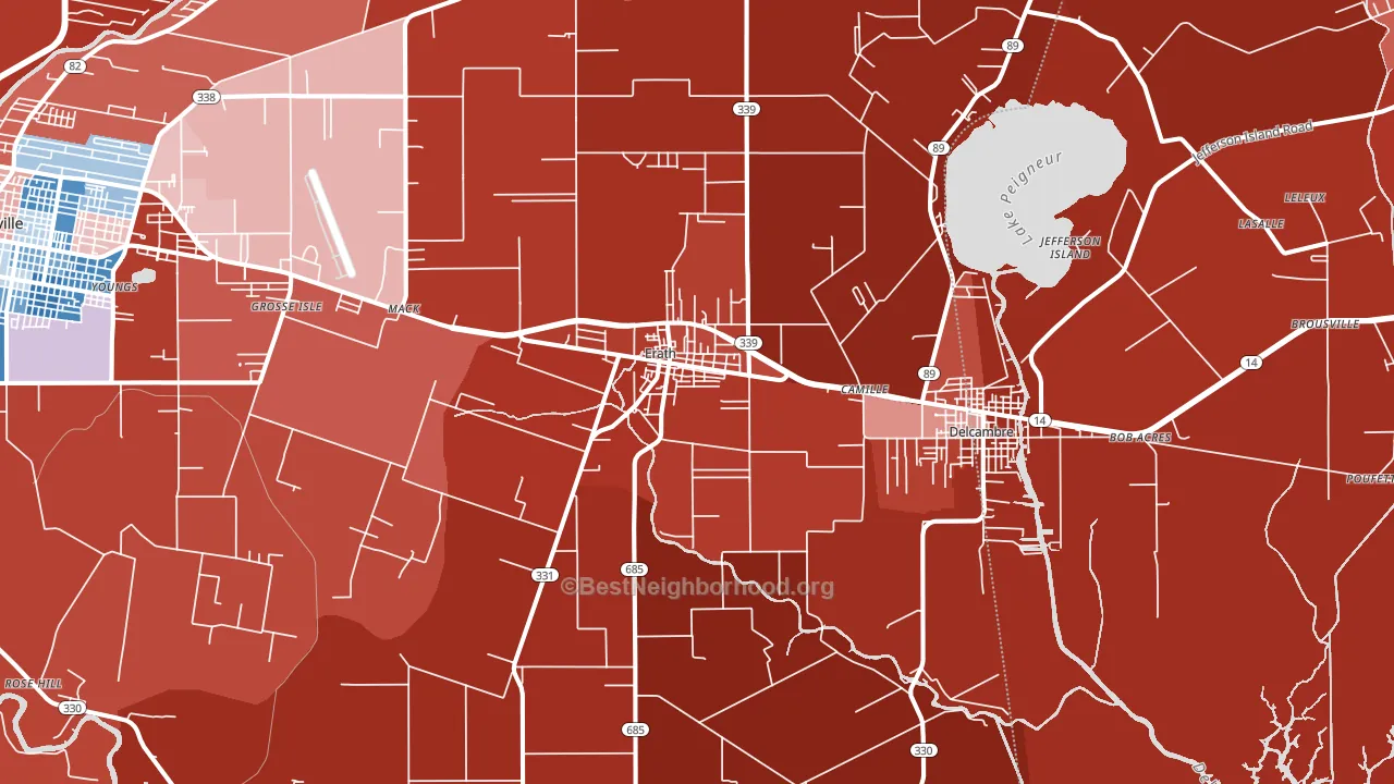 70533, LA block-group political-lean map