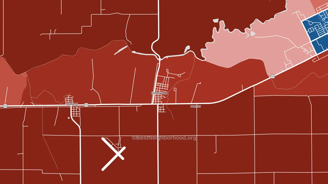 70534, LA block-group political-lean map