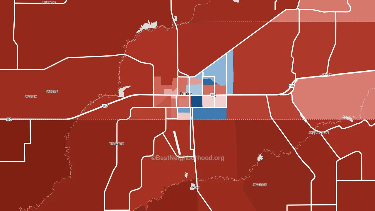 70535, LA block-group political-lean map