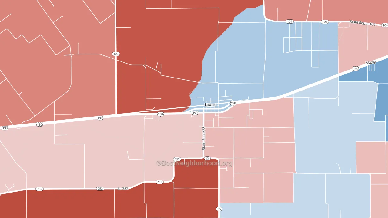 70550, LA block-group political-lean map