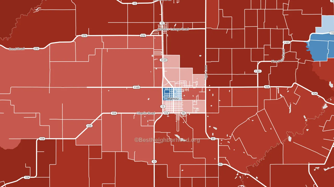 70554, LA block-group political-lean map
