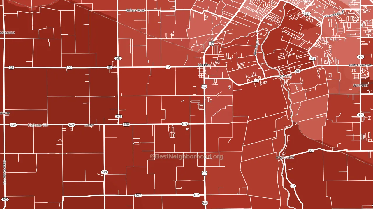 70555, LA block-group political-lean map