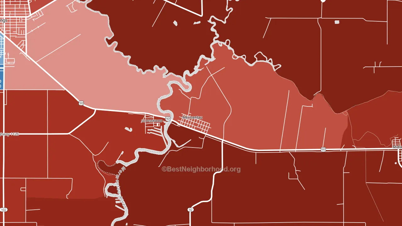 70556, LA block-group political-lean map