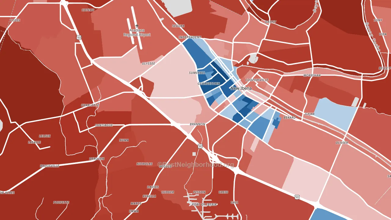 70560, LA block-group political-lean map