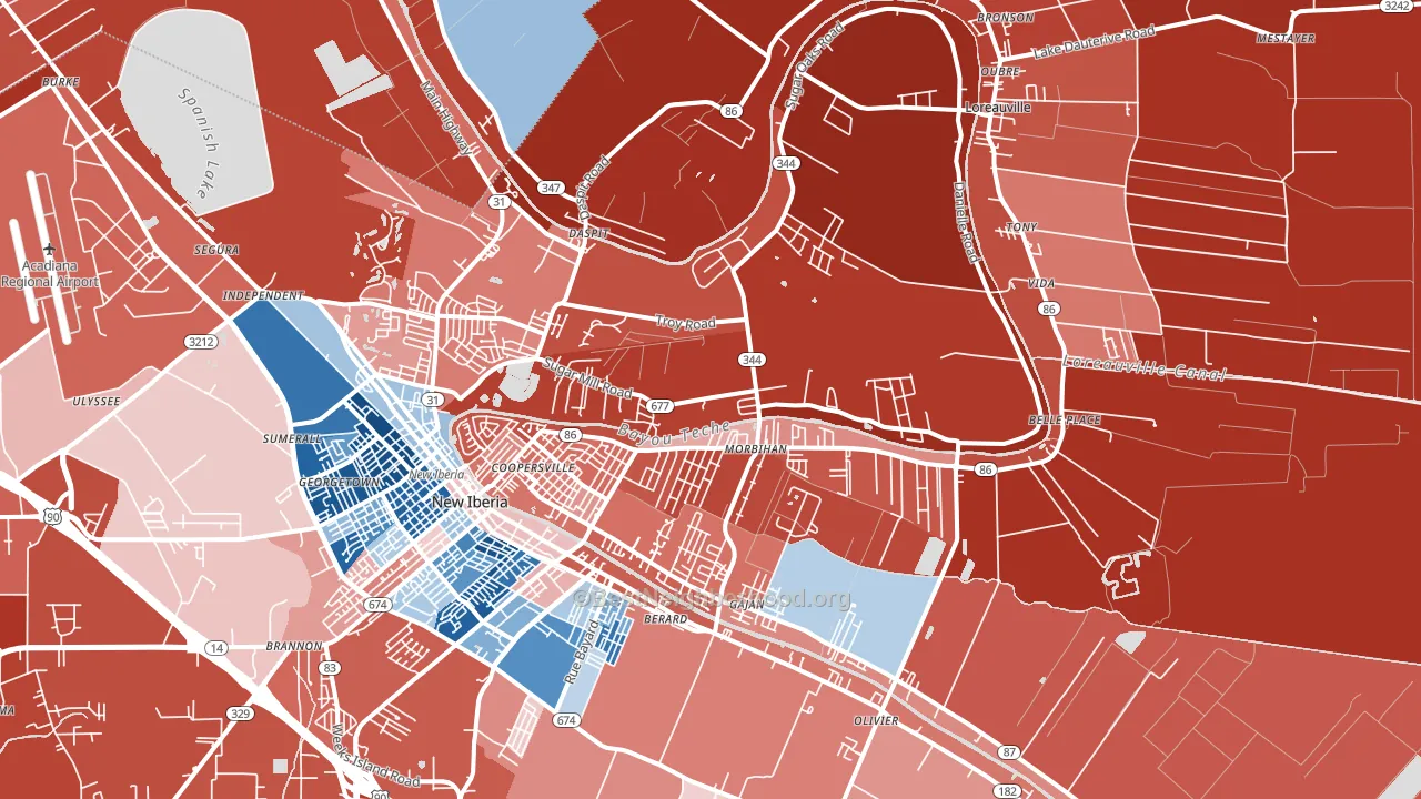 70563, LA block-group political-lean map