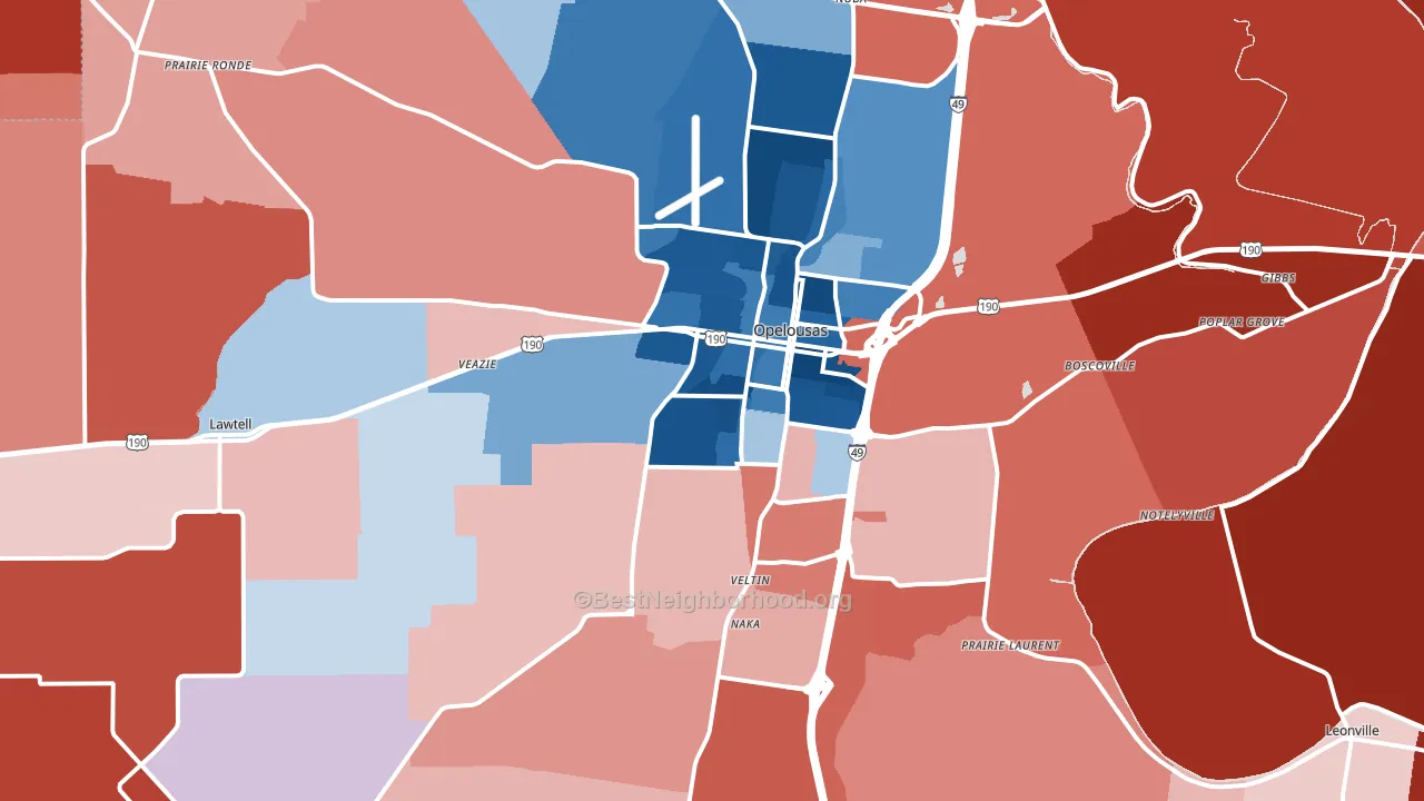 70570, LA block-group political-lean map