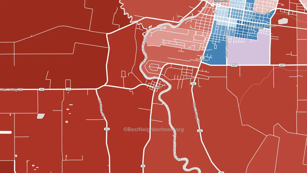 70575, LA block-group political-lean map
