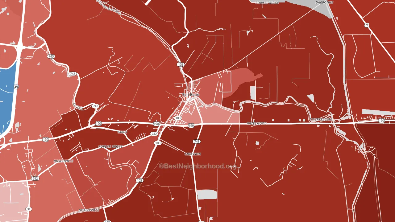 70577, LA block-group political-lean map