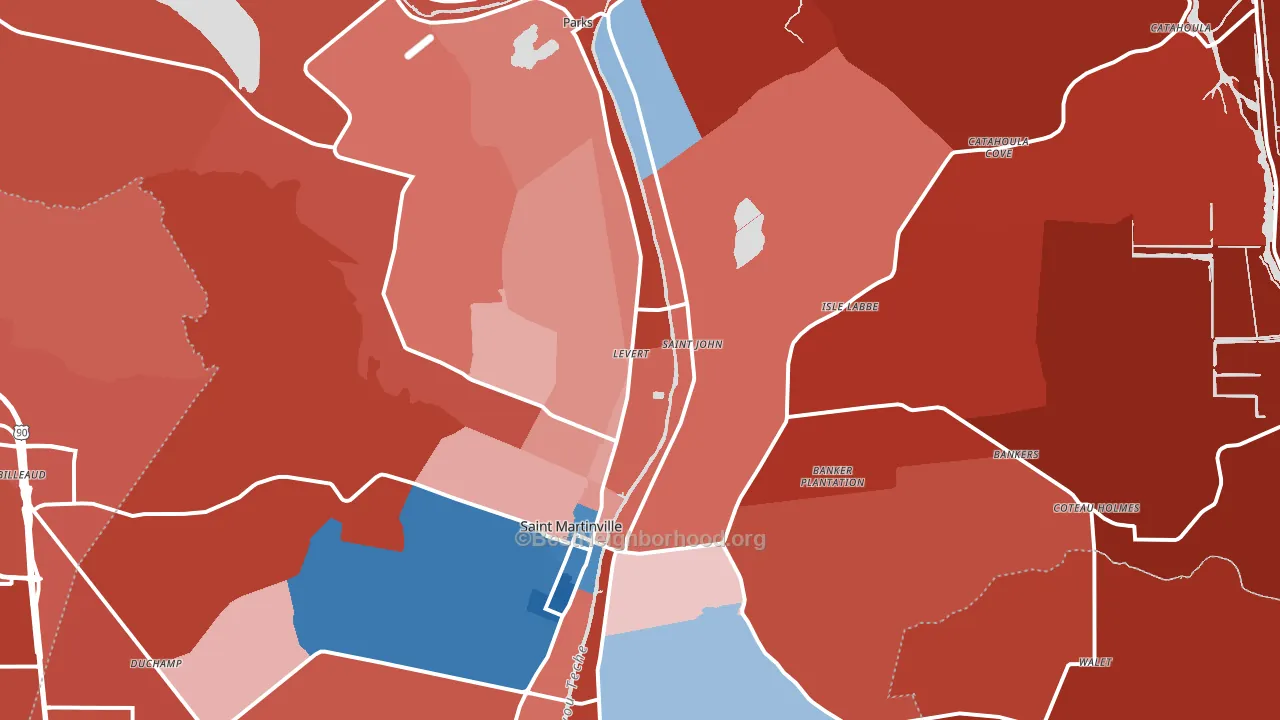 70582, LA block-group political-lean map
