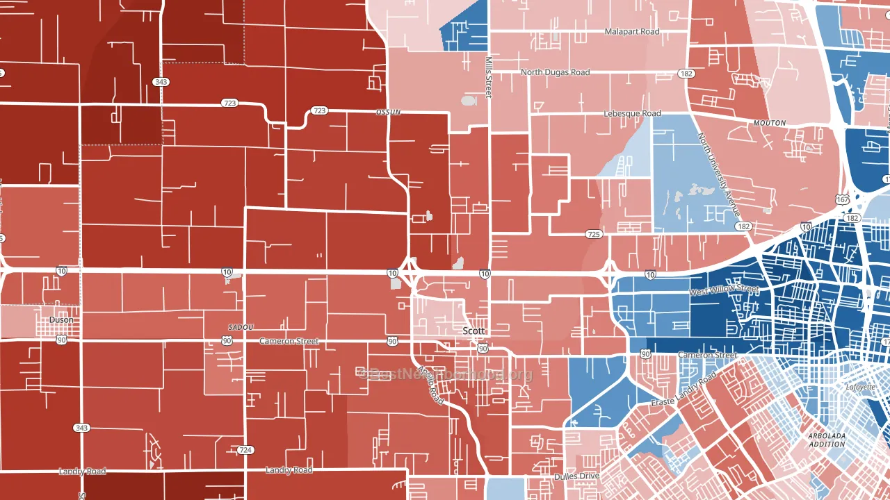 70583, LA block-group political-lean map